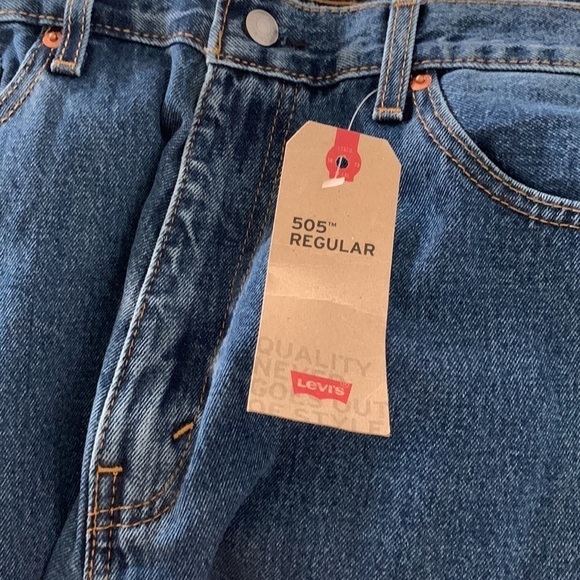 Levi’s 505 regular blue jeans 38 x 32  tan NWT‎ straight leg - Picture 6 of 13